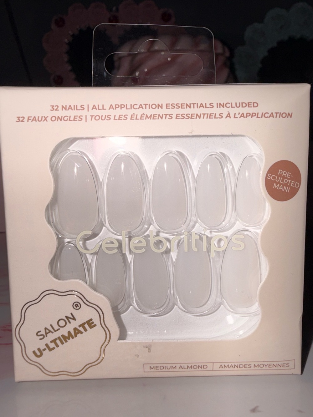 Celebritips “Sheer Milk” Medium Almond Press On Nail Set